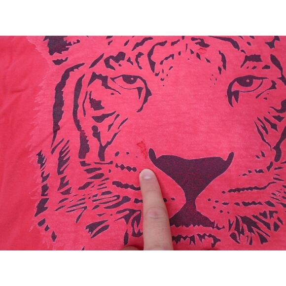 Vintage 90s Busch Gardens T shirt Tiger Graphic Red Roller Coaster Distressed XL - Picture 3 of 14